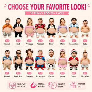 Personalized Dad Squeeze Belly Magnet, Funny Fridge Gift for Dad Father's Day Gift for Dad, Husband Photo Magnet, Funny Kitchen Decor