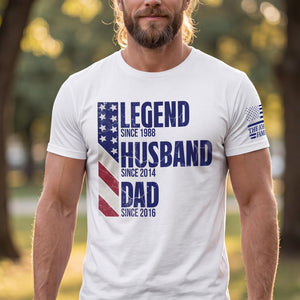 Custom Legend Husband Dad Grandpa T-Shirt Now with Personalized Sleeve Print