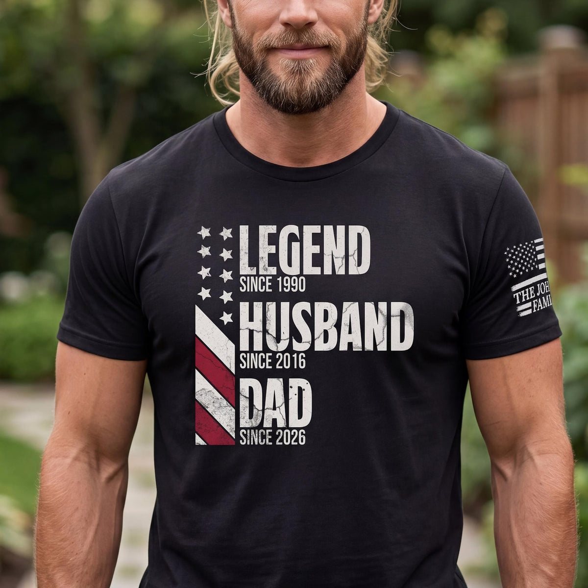 Custom Legend Husband Dad Grandpa T-Shirt Now with Personalized Sleeve Print