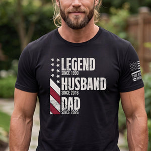 Custom Legend Husband Dad Grandpa T-Shirt Now with Personalized Sleeve Print