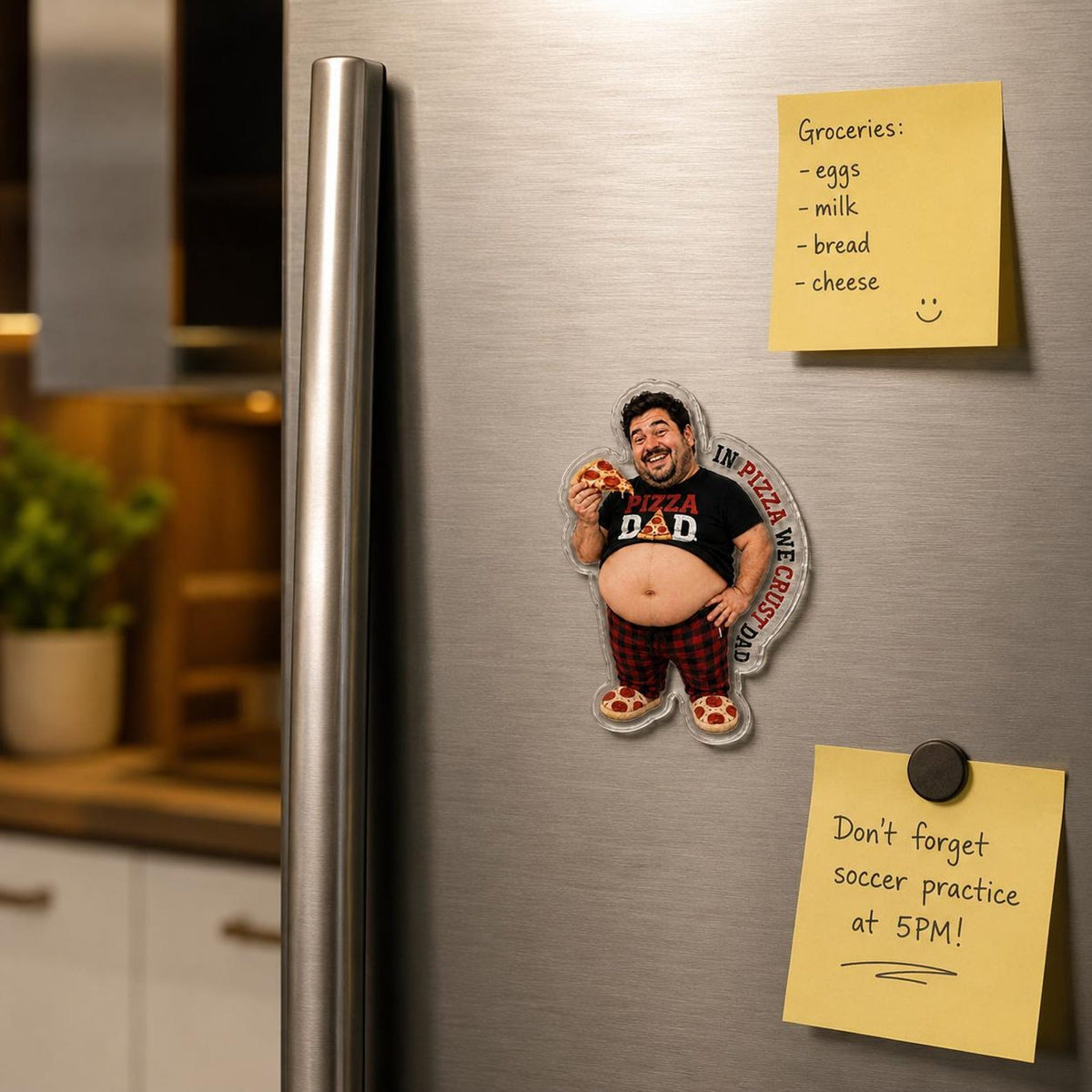Custom Funny Dad s Grilling Face Squishy Belly Fridge Magnet, Personalized Dad Photo Squeeze Magnet, Father's Day Gift For Husband