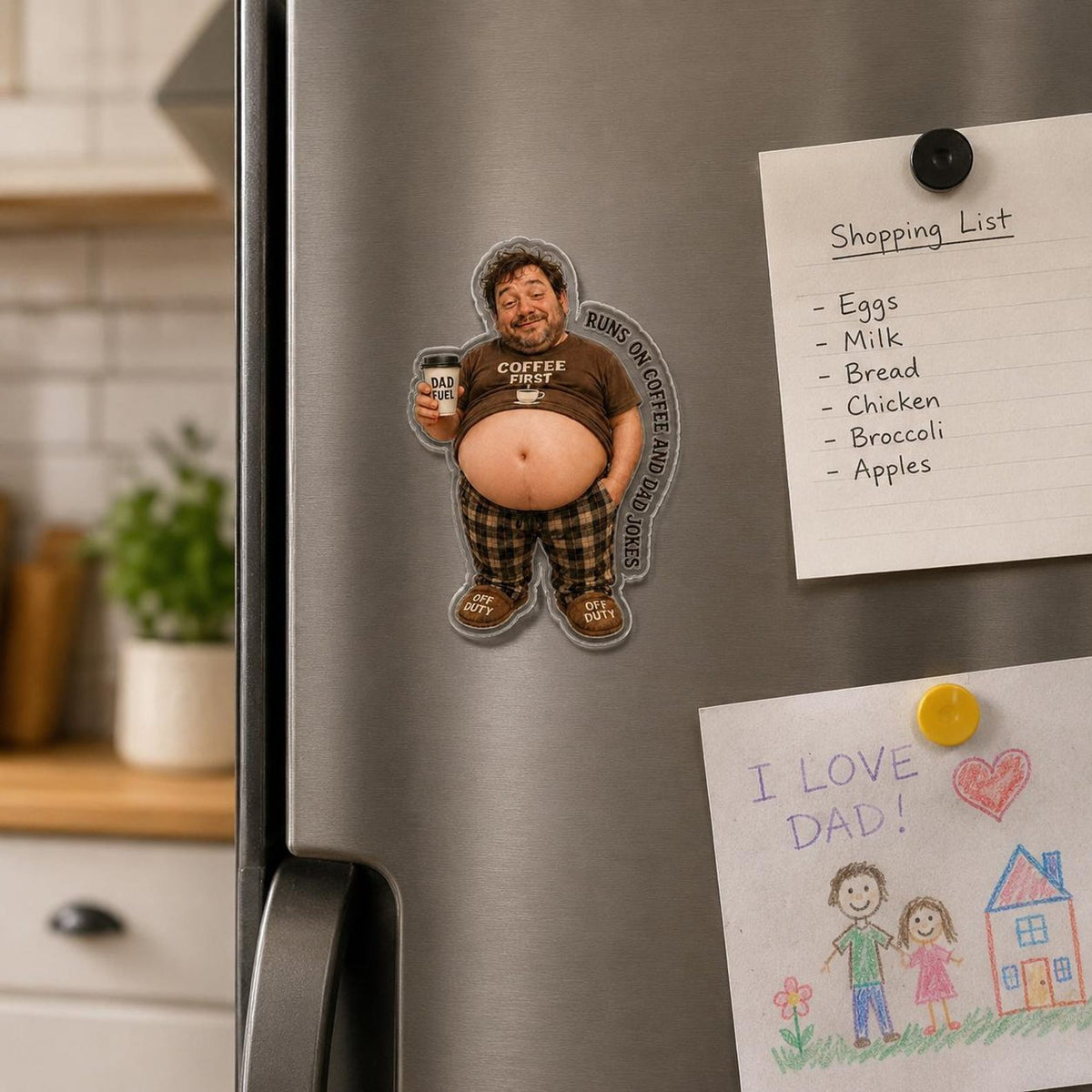 Custom Funny Dad s Grilling Face Squishy Belly Fridge Magnet, Personalized Dad Photo Squeeze Magnet, Father's Day Gift For Husband