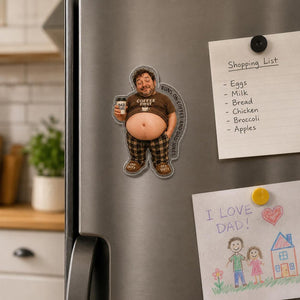 Custom Funny Dad s Grilling Face Squishy Belly Fridge Magnet, Personalized Dad Photo Squeeze Magnet, Father's Day Gift For Husband