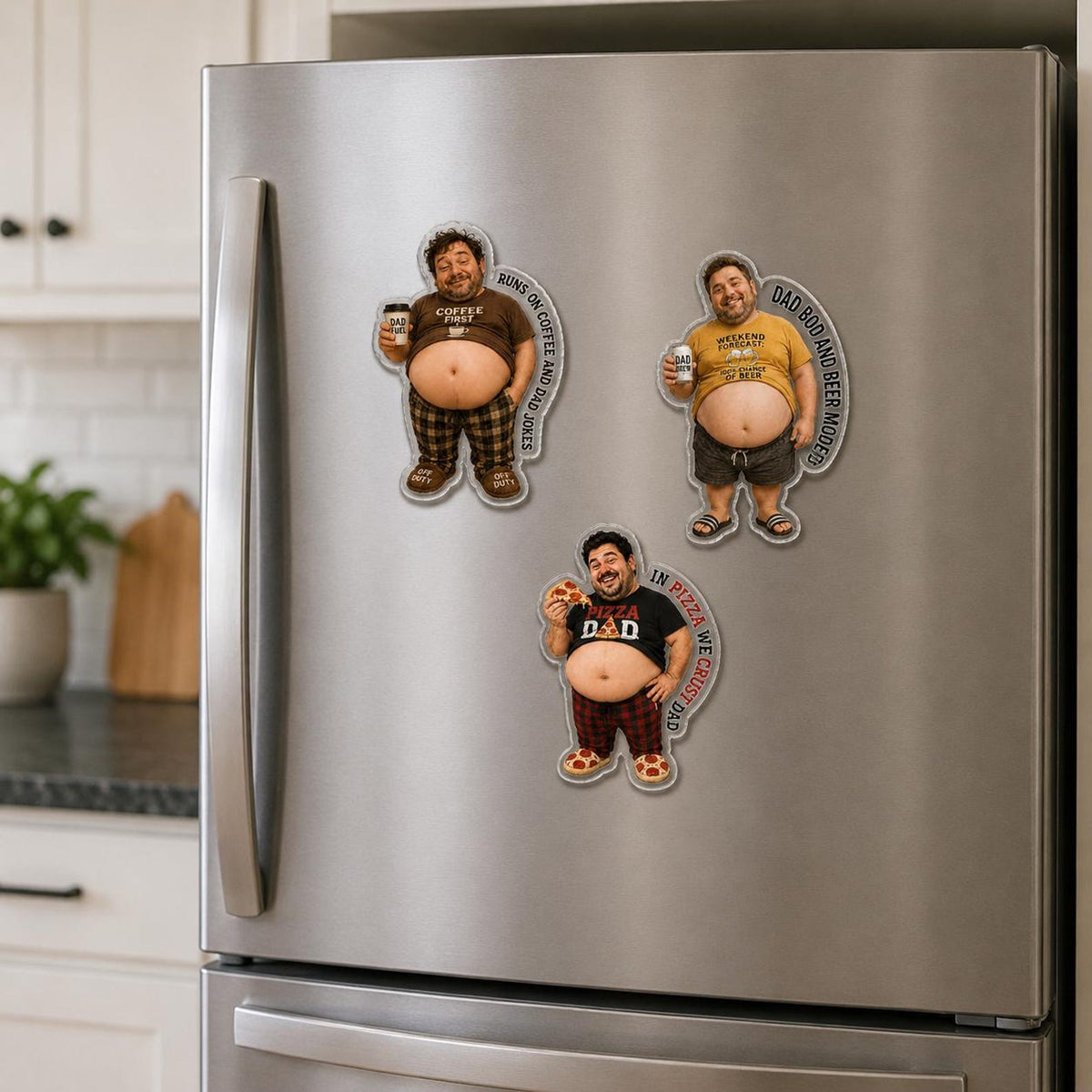 Custom Funny Dad s Grilling Face Squishy Belly Fridge Magnet, Personalized Dad Photo Squeeze Magnet, Father's Day Gift For Husband
