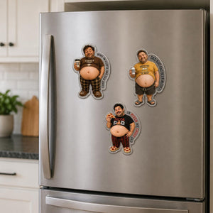 Custom Funny Dad s Grilling Face Squishy Belly Fridge Magnet, Personalized Dad Photo Squeeze Magnet, Father's Day Gift For Husband