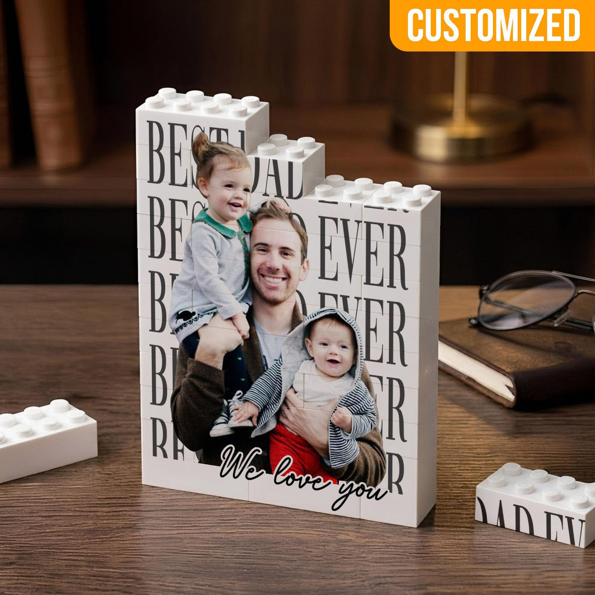 Personalized Dad Photo Building Block, Fathers Day Gifts For Husband, Bricks Puzzle Gift for Him and Kid, Daddy Gift from Kid, Best Dad Ever