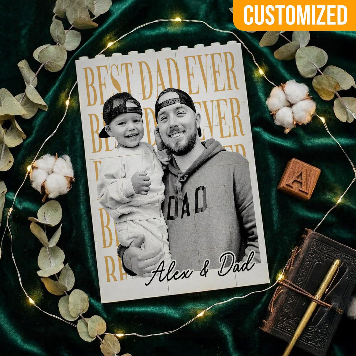 Personalized Dad Photo Building Block, Fathers Day Gifts For Husband, Bricks Puzzle Gift for Him and Kid, Daddy Gift from Kid, Best Dad Ever