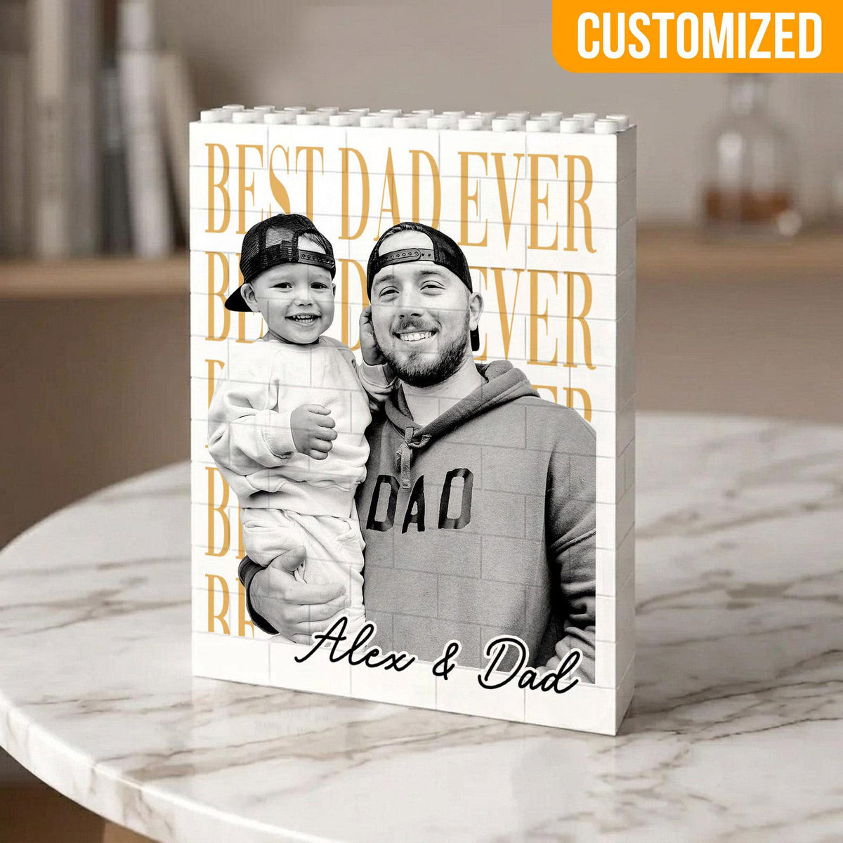 Personalized Dad Photo Building Block, Fathers Day Gifts For Husband, Bricks Puzzle Gift for Him and Kid, Daddy Gift from Kid, Best Dad Ever