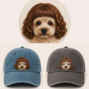Custom Pet Wig Fake Hair Embroidered Hat,Personalized Dog Cat Photo Baseball Cap with Wig Style, Funny Pet Portrait Gift for Dog Mom Cat Dad