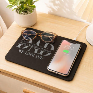 Custom Dad Charging Mouse Pad, Father's Day Gift For Husband, Daddy Custom Mouse Pad, First's Father Day Gift