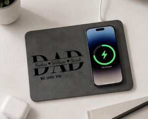Custom Dad Charging Mouse Pad, Father's Day Gift For Husband, Daddy Custom Mouse Pad, First's Father Day Gift