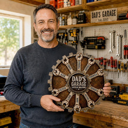Personalized Dad We Love You Garage Sign,Father Day Gift For Husband Dad Grandpa,Dad with Kid Name,Daddy Birthday,Workshop Sign,Family Decor