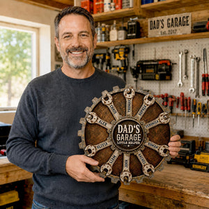 Personalized Dad We Love You Garage Sign,Father Day Gift For Husband Dad Grandpa,Dad with Kid Name,Daddy Birthday,Workshop Sign,Family Decor
