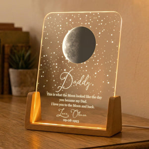 Custom Moon Phase By Date Night Light, Personalized Father's Day Gift For Dad Father's Day Keepsake, Moon Phase With Kid Names Night Light