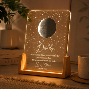 Custom Moon Phase By Date Night Light, Personalized Father's Day Gift For Dad Father's Day Keepsake, Moon Phase With Kid Names Night Light
