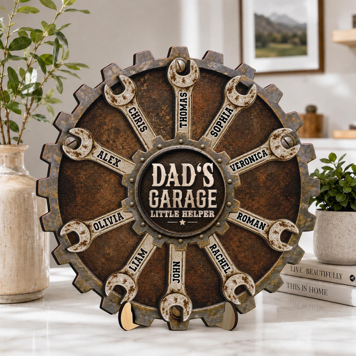 Personalized Dad We Love You Garage Sign,Father Day Gift For Husband Dad Grandpa,Dad with Kid Name,Daddy Birthday,Workshop Sign,Family Decor