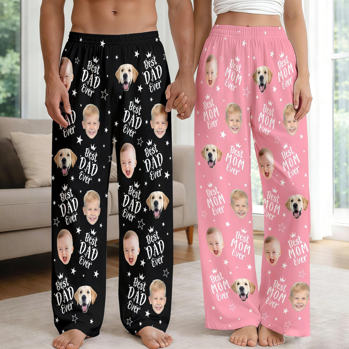 BestDadEver Custom Face Pajama Pants Shorts, Photo Gift fro Dad, Father's day Gifts