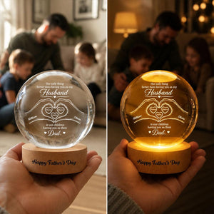 The Only Thing Having You As My Husband Hearts in Hands - Personalized Crystal Ball LED Night Light - Father's Day Gift For Husband