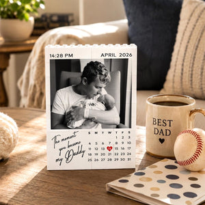 Personalized Dad Photo Building Block, 1st Fathers Day Gift for Him, Calendar Bricks Puzzle Gift for New Dad, The Moment You Became My Daddy