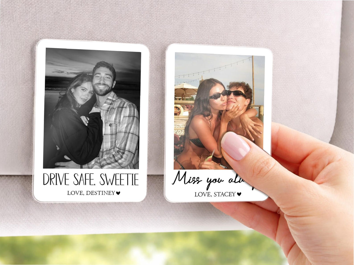 Personalized Car Visor Clip Gift for Dad, First Father s Day Drive Safe Daddy Gifts, Custom Photo Sun Visor Clip, Unique Dad Gifts from Kids