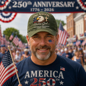 Custom One Nation Under God 250 Years embroidered Hat, 1776-2026 Patriotic Eagle Faith Cap, Independence Anniversary Gift