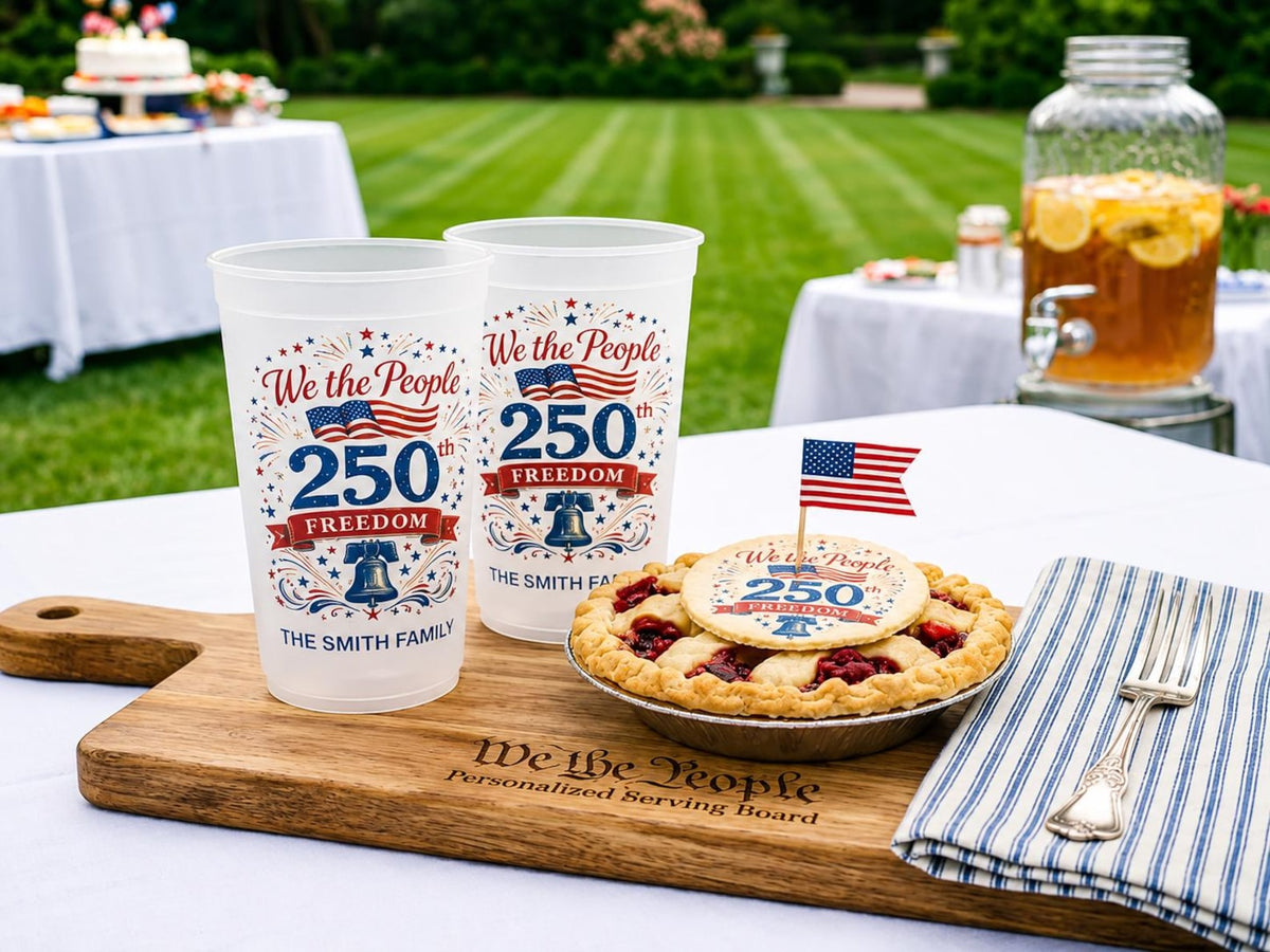 Personalized Family Name USA 250th Anniversary Frosted Cup, We The People 1776 2026 Cup, Patriotic Party Decor, 4th of July Cup