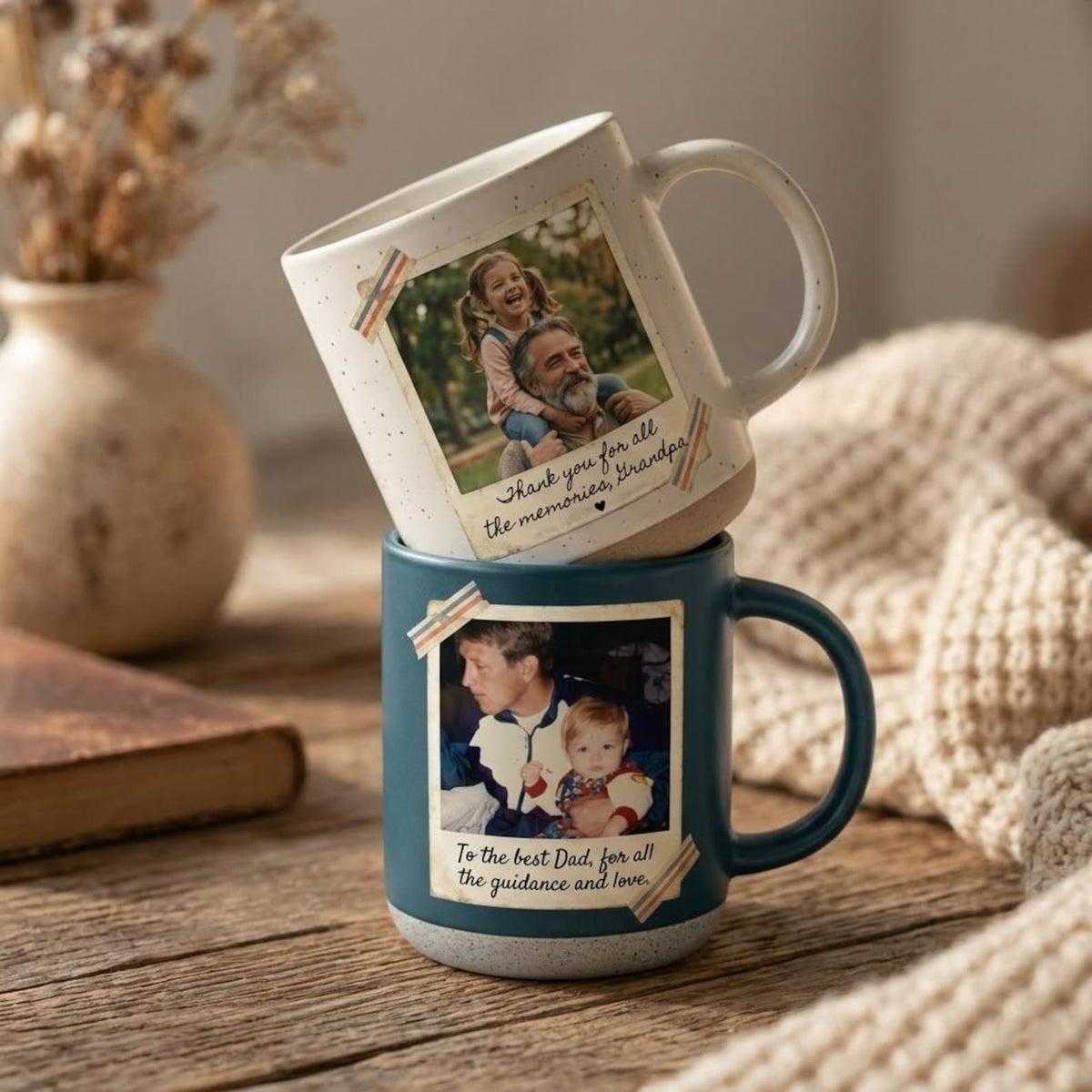 Grandpa Mug, Personalized Photo Mug, Family Gift, Thank You Grandpa, Coffee Lover Gift, Custom Name Mug