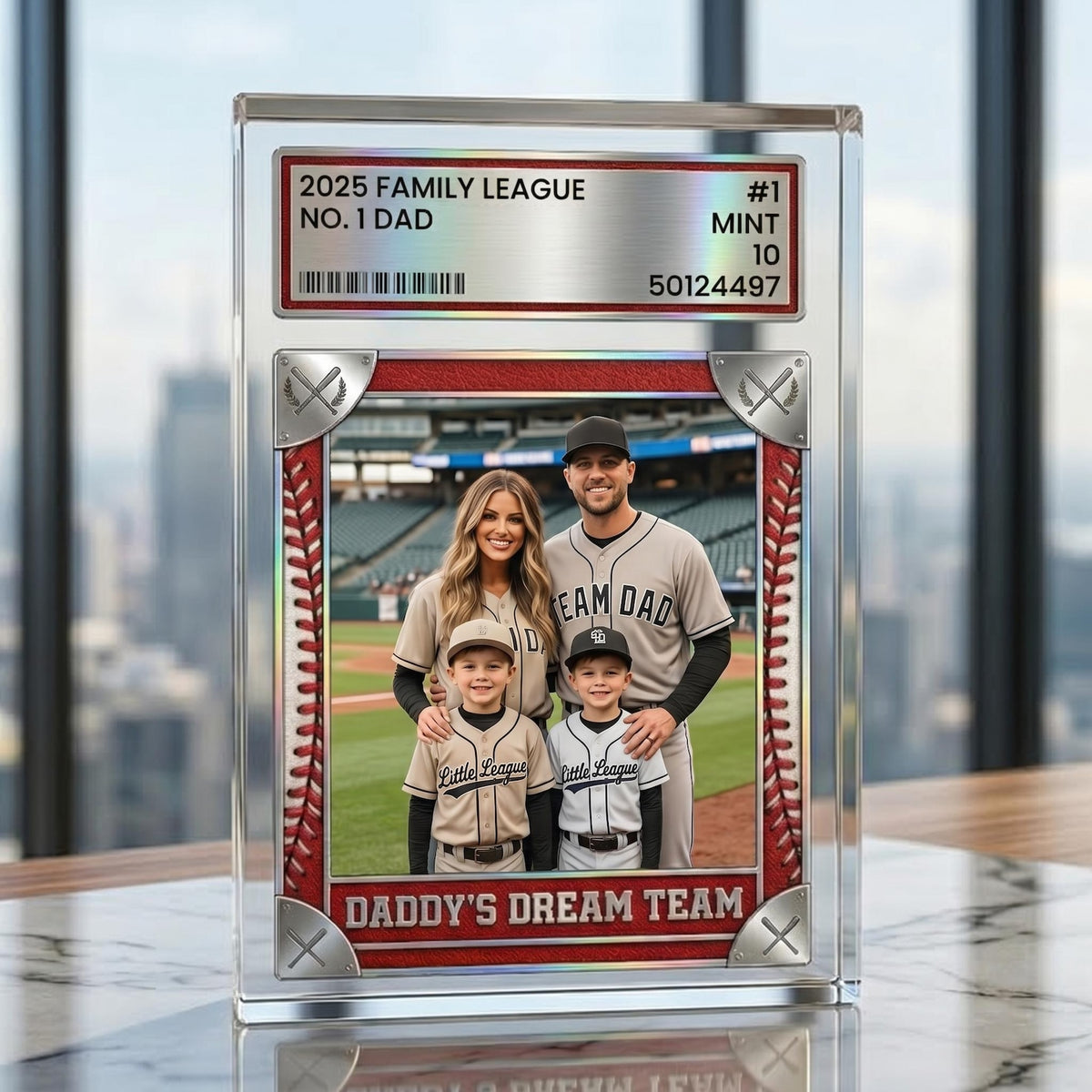 Trading Card Style Personalized Photo Acrylic Block Plaque, Father's Day Gift for Baseball Dad, Husband Gifts, 1 Dad Sports, Dad Gifts