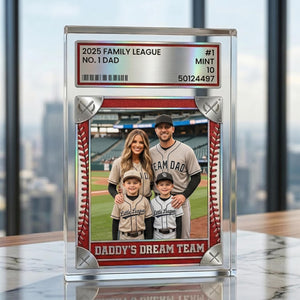 Trading Card Style Personalized Photo Acrylic Block Plaque, Father's Day Gift for Baseball Dad, Husband Gifts, 1 Dad Sports, Dad Gifts
