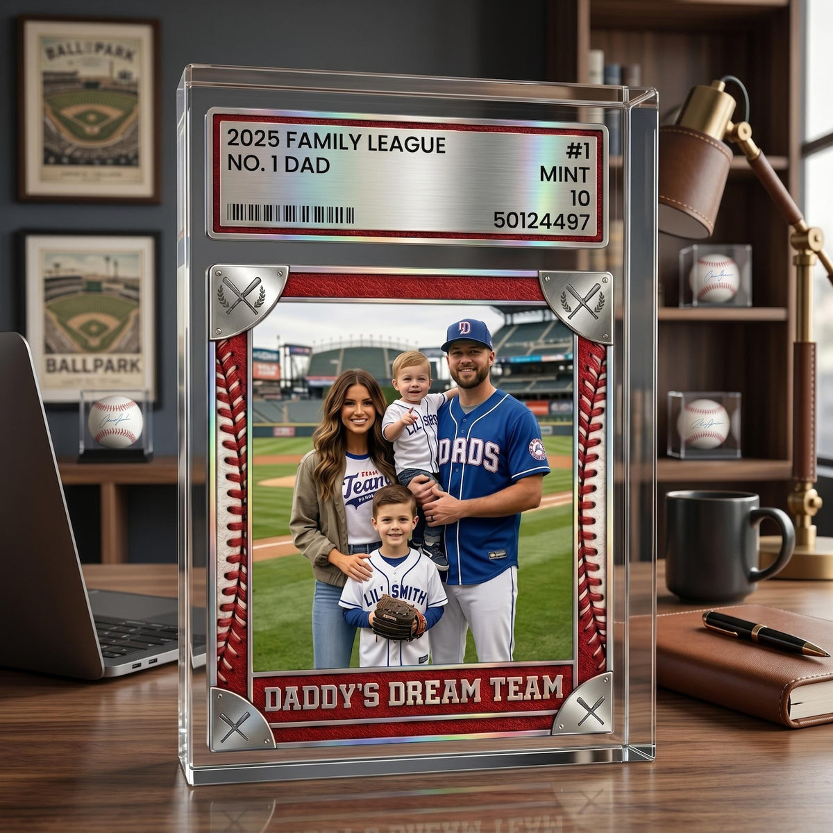 Trading Card Style Personalized Photo Acrylic Block Plaque, Father's Day Gift for Baseball Dad, Husband Gifts, 1 Dad Sports, Dad Gifts