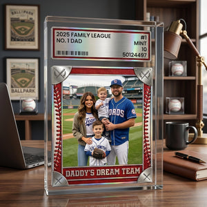 Trading Card Style Personalized Photo Acrylic Block Plaque, Father's Day Gift for Baseball Dad, Husband Gifts, 1 Dad Sports, Dad Gifts