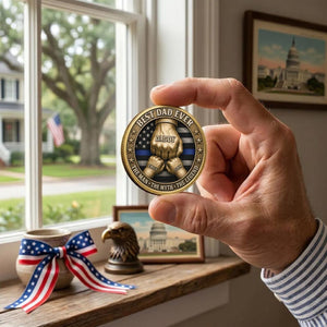 Personalized Best Dad Ever Challenge Coin, Custom Daddy Coin Gift, Thin Blue Line Police Dad Gift, Father s Day Keepsake