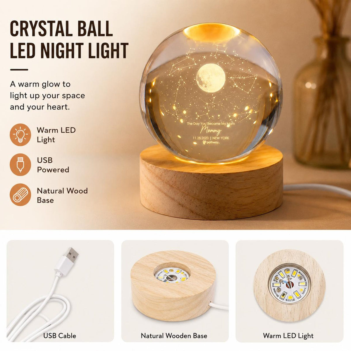 Personalized Photo Memorial Crystal Globe Lamp, Custom Remembrance Light, They Walk Beside Us Have No Fear Keepsake, Bereavement Gift