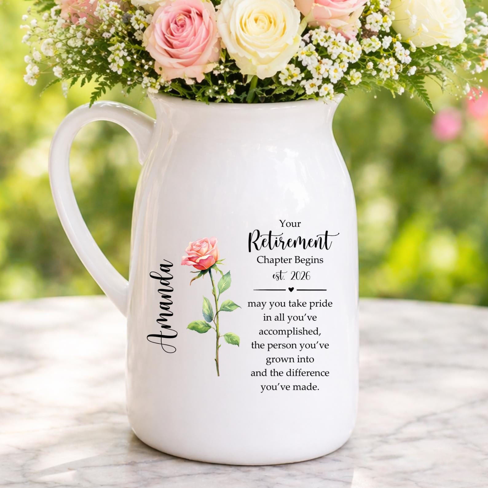 Personalized Retirement Gift, Custom Retirement Vase, Retirement Gift For Coworker