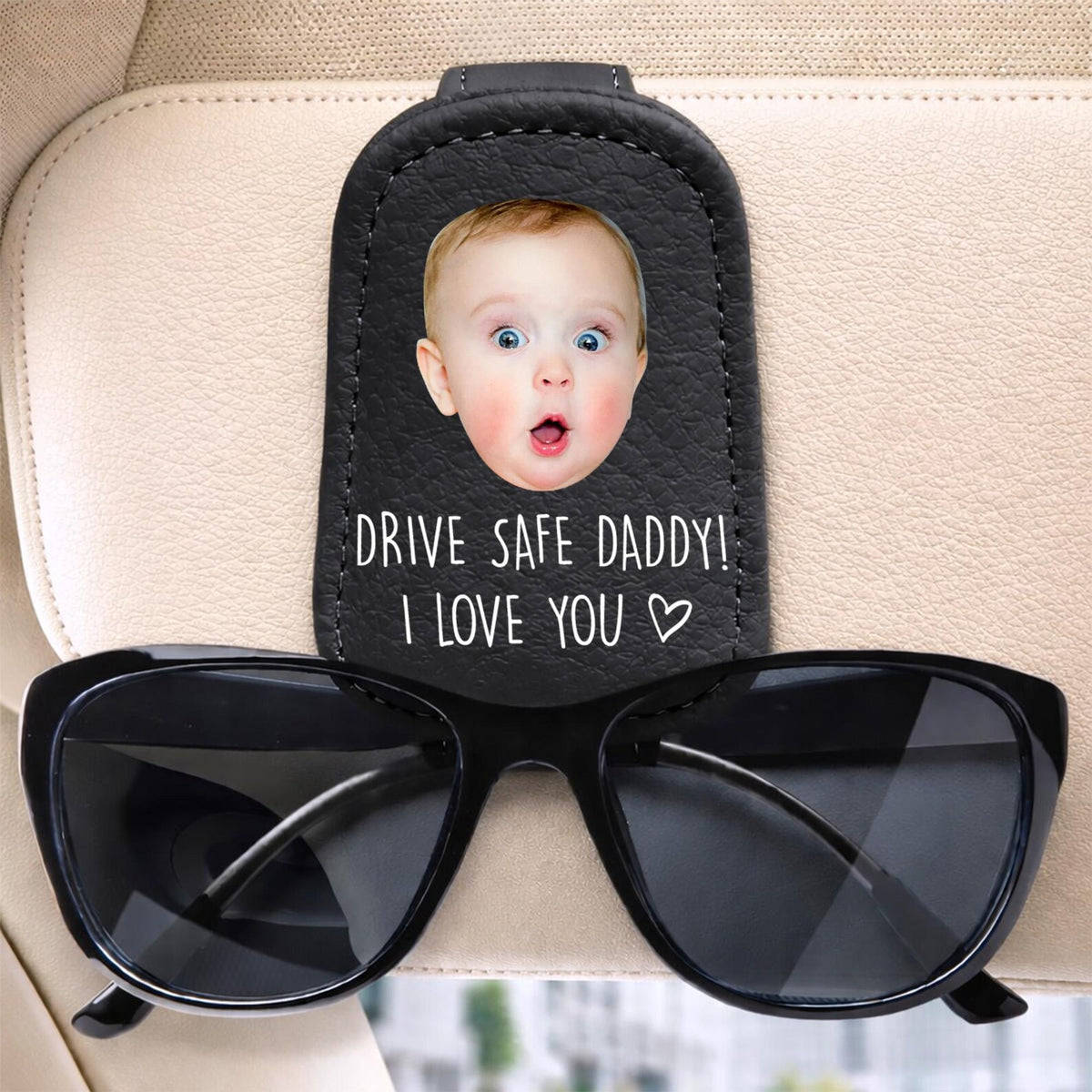 Custom Photo Drive Safe Daddy Sunglasses Holder: Personalized Sunglasses Holder For Dad With Kids Face, Fathers Day, Gift For Dad, Grandpa