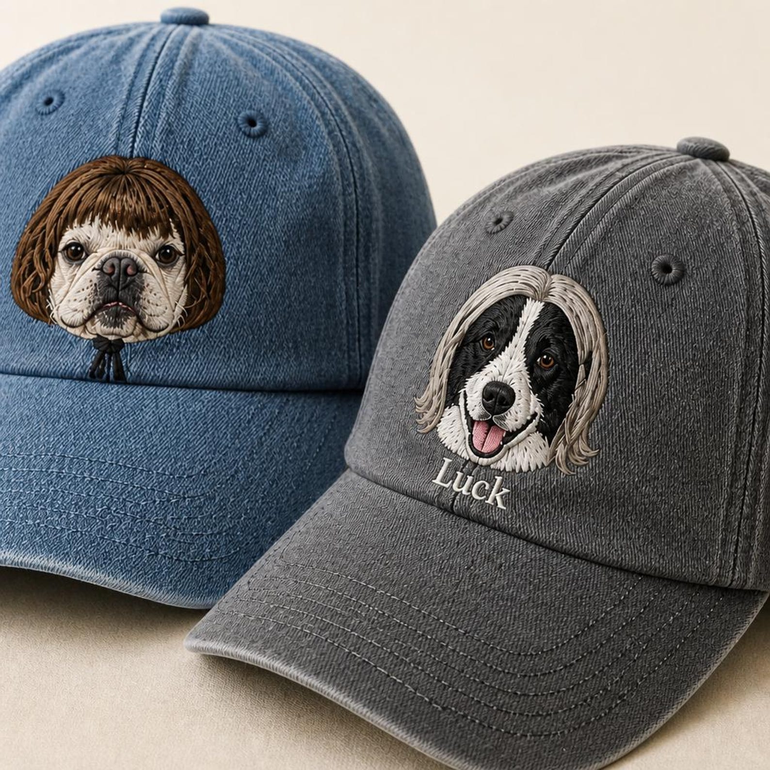 Custom Pet Wig Fake Hair Embroidered Hat,Personalized Dog Cat Photo Baseball Cap with Wig Style, Funny Pet Portrait Gift for Dog Mom Cat Dad