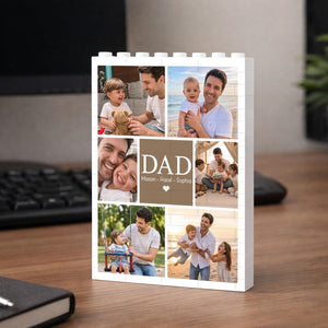 Custom Photo Collage Dad And Kids Building Blocks, Fathers Day Gift for Him, Bricks Puzzle Gift for Husband, New Dad Gift, Family Keepsake
