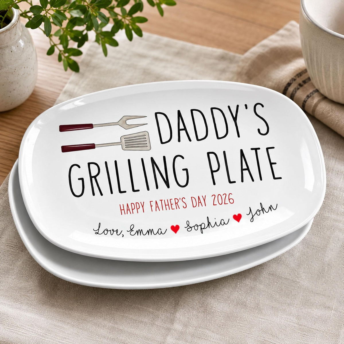 Personalized Grill Master Gift for Dad, Father s Day Gifts Grilling Platter with kids names, Custom backyard bbq gift
