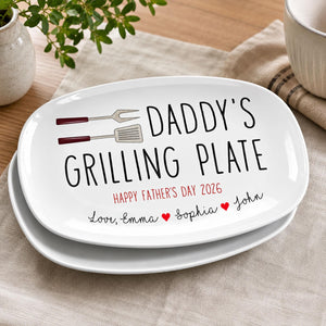 Personalized Grill Master Gift for Dad, Father s Day Gifts Grilling Platter with kids names, Custom backyard bbq gift