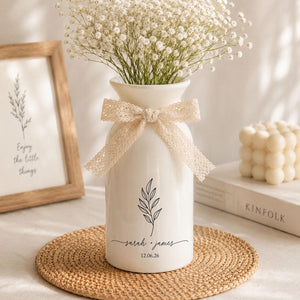 Custom Engagement Gifts Flower Vase,Wedding Vase Gift,Ceramic Flower Vase for Wedding,Gift for Newlyweds,Wedding Gift Anniversary Gift for Couple