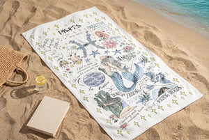 Zodiac Beach Towel Gemini Art Whimsical Summer Cloth Pisces Personalized Birthday Gift Women Astrology Present Daughter
