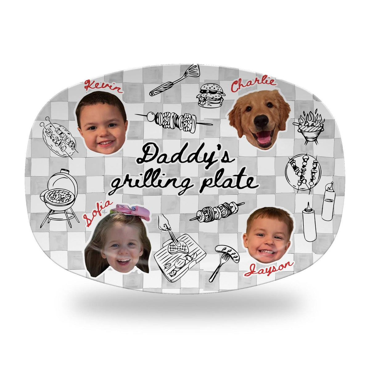 Personalized Photo Dad's Grilling Plate, Custom Baby Face Grill Platter, Father s Day Gift for Dad