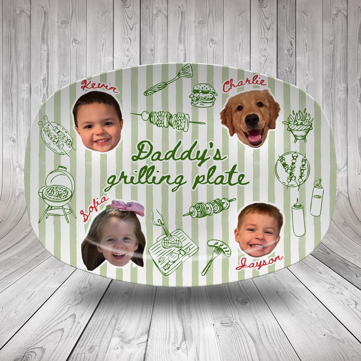 Personalized Photo Dad's Grilling Plate, Custom Baby Face Grill Platter, Father s Day Gift for Dad