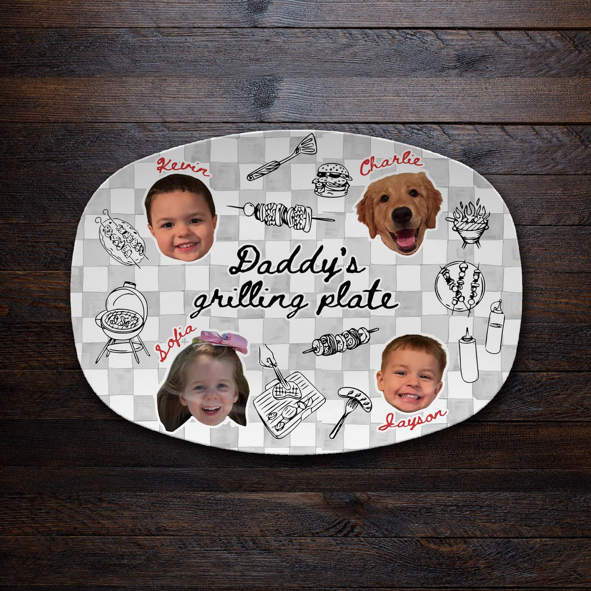 Personalized Photo Dad's Grilling Plate, Custom Baby Face Grill Platter, Father s Day Gift for Dad