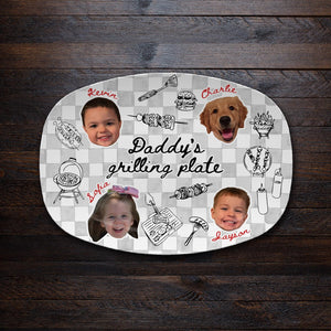 Personalized Photo Dad's Grilling Plate, Custom Baby Face Grill Platter, Father s Day Gift for Dad