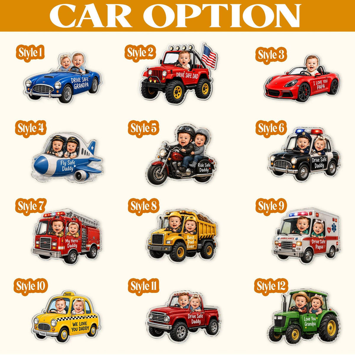 Custom Kids Photo Car Visor Clip: Fathers Day Gift for Dad, Drive Safe Daddy Visor Clip, Custom Baby Face Car Ornament, Papa Gifts