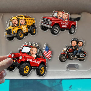 Custom Kids Photo Car Visor Clip: Fathers Day Gift for Dad, Drive Safe Daddy Visor Clip, Custom Baby Face Car Ornament, Papa Gifts