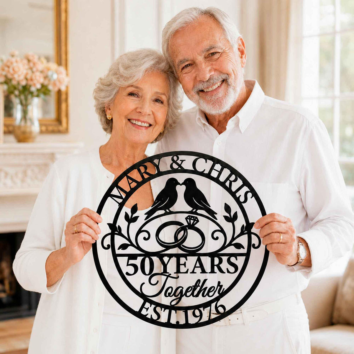 Personalized Anniversary Metal Sign, Custom Couple Names and Wedding Year Wall Art