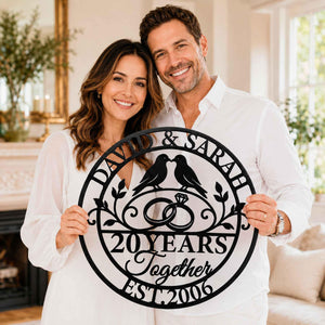Personalized Anniversary Metal Sign, Custom Couple Names and Wedding Year Wall Art
