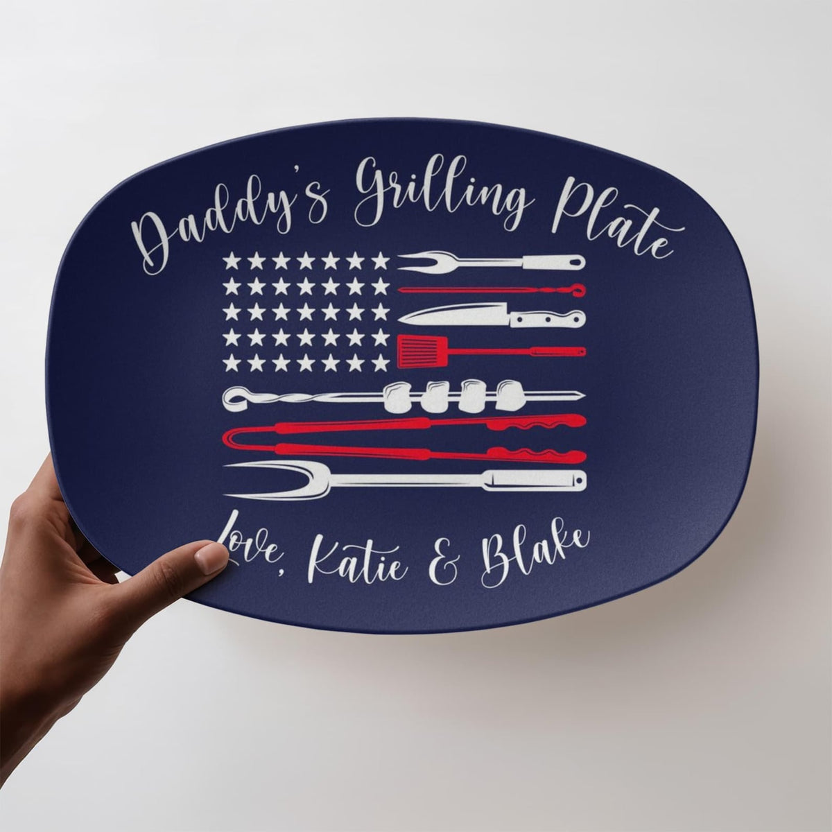 Personalized Dad Grilling Platter, Patriotic America's 250th 1776 2026 BBQ Plate, Custom Grill Master Gift, Fathers Day Gift, Birthday gift